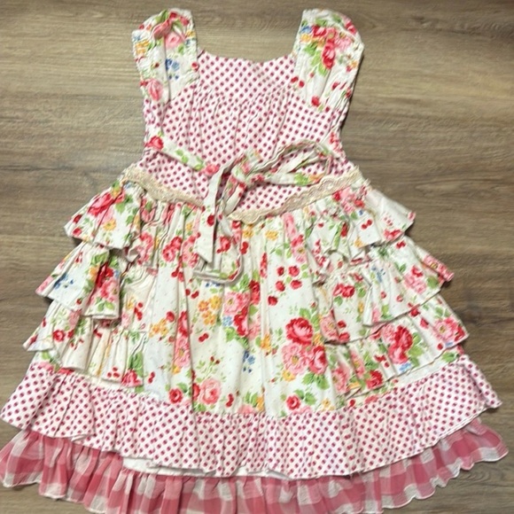 Arabella Rose Designs Girls Floral Polka Dot Ruffle Tiered Sundress Size 3T EUC - Picture 5 of 6